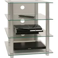 VCM Media-Regal "Hifi Möbel Rack Alu Glas Phono Mediaregal Blados", weiß (klarglas), B:59cm T:49cm, Regale, Media-Regal