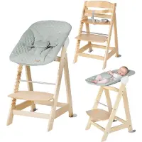 Roba Born Up Treppenhochstuhl, Set 2in1, 'Style' frosty green, Hochstuhl mit Liegefunktion, ab Geburt