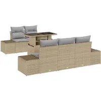 vidaXL Sofa Set 6 stk. Beige und Hellgrau Poly-Rattan