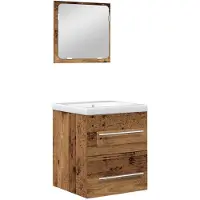 vidaXL Badezimmermöbel-Set 2 Stk. Altholz Holzwerkstoff