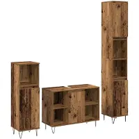 vidaXL Badezimmermöbel-Set 3 stk. Altholz 30 x 30 x 180 cm