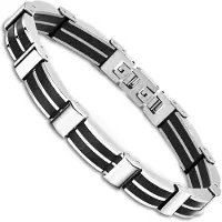 Lotus Armband "Temptation Game", schwarz (schwarz, edelstahlfarben), Armbänder, 21,5cm, Edelstahl, Armband