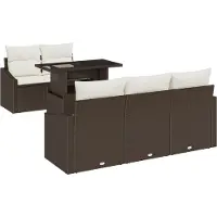 vidaXL Gartensofa-set 6 stk. Braun und Creme Poly-Rattan