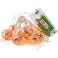Decorative Lighting Batteriebetriebene feste Girlande 10 Leds mit kupferfarbenen Kugeln leuchten white warm 1,3m