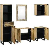 vidaXL Badezimmermöbel-Set 5 stk. Braun 38 x 33 x 160 cm Holzwerkstoff