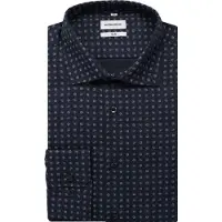 Seidensticker Flanellhemd "Slim", Herren, Gr. S (37), normale Ärmellängen, blau (dunkelblau), 100% Baumwolle, bedruckt, slim fit, 2-Knopf-Manschette, Hemden Flanellhemd, Slim 1/1 Kentkragen Druck