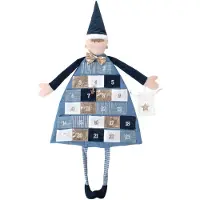 Rayher Hobby Materialen Adventskalender 46455376 zum Befüllen, Stoff royalblau, 118 x 53 cm