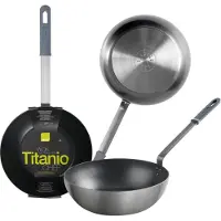 Ibili Professionelle Wokpfanne -Titanio Chef, Aluminium, 30x9,5 cm, silber/blau