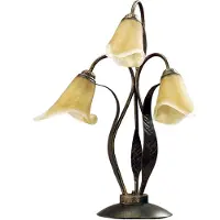 ONLI Tischleuchte Alga, 3-flammig, Eisen, Glas, Florentiner