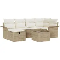 vidaXL Gartensofa-set 7 stk. Beige und Creme Poly-Rattan