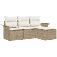 vidaXL Sofa Set 4 stk. 4-Sitzanzahl Beige Poly-Rattan