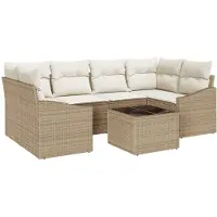 vidaXL Sofa Set 7 stk. Beige und Creme [Synthetisch]: Poly Rattan