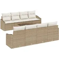 vidaXL Sofa Set 9 stk. Beige und Creme [Synthetisch]: Poly Rattan