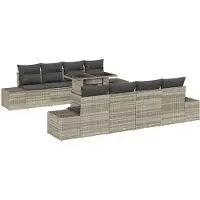 vidaXL Gartensofa-set 9 stk. Hellgrau Poly-Rattan