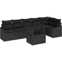vidaXL Gartensofa-set 7 stk. Schwarz Poly-Rattan