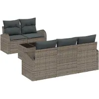 vidaXL Gartensofa-set 6 stk. Grau Poly-Rattan