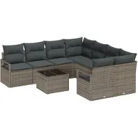 vidaXL Sofa-Set 9 Stk. 8-Sitzanzahl Grau Polyrattan