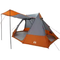 vidaXL Campingzelt 10 Personen Grau und Orange Taft Wasserdicht