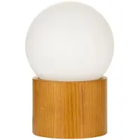 Pauleen Woody Shine Tischlampe, Holzfuß, Glaskugel