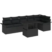 vidaXL Gartensofa-set 7 stk. Schwarz Poly-Rattan