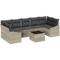 vidaXL Sofa Set 8 stk. Hellgrau und Dunkelgrau Poly-Rattan