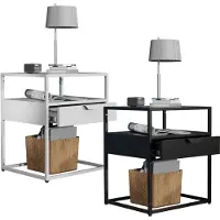 VCM Nachttisch "Metall Nachttisch Beistelltisch Schublade Flokas M", weiß, B:45cm T:40cm, Tische, Nachttisch