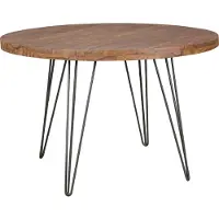 FineBuy Esszimmertisch rund Ø120cm Sheesham Massivholz – Design Esstisch für 4 Personen Hairpin Beinen, Landhaus Stil Küchentisch, Holztisch Esszimmer