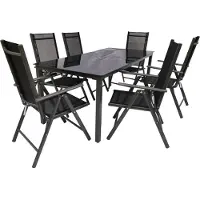 VCM 7 tlg. Gartenmöbel Set | Sitzgruppe Essgruppe | 1x Tisch, 6x Stühle | Tisch Maße ca. H. 76 x B. 189 x T. 90 cm | Stühle 189 SW Miami