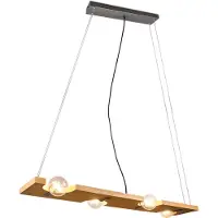 TRIO Pendelleuchte 4 flammig Holzlampe Natur Breite 115cm