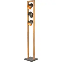 TRIO Stehleuchte BELL 3-flammig Silber antik & Gold mit Holz