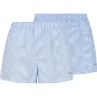 BOSS Pyjamashorts "Boxer CW 2P", Herren, Gr. XL, N-Gr, blau (open blau 470), Web, Obermaterial: 100% Baumwolle, bequem normal, Hosen Pyjamashorts, elastischer Bund