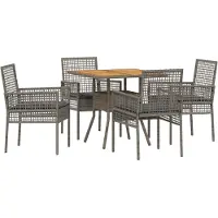 vidaXL Garten Essgruppe 5 stk. Grau Poly-Rattan
