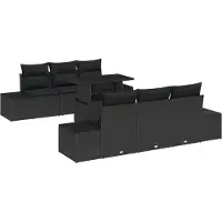 vidaXL Sofa Set 7 stk. Schwarz Poly-Rattan