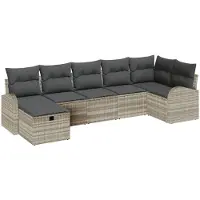 vidaXL Sofa Set mit Kissen mit Speicher Hellgrau Poly-Rattan