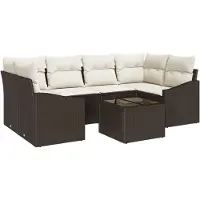 vidaXL Sofa Set 7 stk. Braun und Creme [Synthetisch]: Poly Rattan