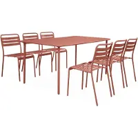 Sweeek - Gartentisch aus Stahl mit 6 Stühlen - Terrakotta