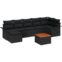 vidaXL Gartensofa-set 8 stk. Schwarz Poly-Rattan