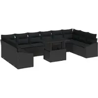 vidaXL Sofa Set 11 stk. Schwarz Poly-Rattan