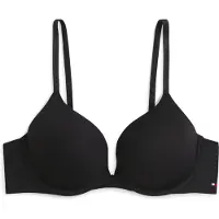 Tommy Hilfiger Bügel-BH "PUSH UP", Damen, Gr. 70, Cup D, schwarz, Obermaterial: 84% Polyamid, 16% Elasthan, UNDERWEAR, körpernah, BHs Bügel-BH, unifarben, Spaghettiträger mit Logo