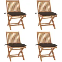 Syfax Klappstühle mit Kissen, 4-teilig, Massivholz Teakholz