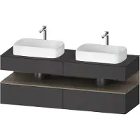Duravit Collection One Konsolenwaschtischunterbau, 2 Auszüge, 2 Schubkästen, 2 Ausschnitte, 1600x550x600mm, Nische Eiche Terra, QA4779035490000, Farbe: Graphit matt