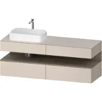 Duravit Collection One Konsolenwaschtischunterbau, 2 Auszüge, 2 Schubkästen, Ausschnitt links, 1600x550x600mm, Nische Eiche Terra, QA4777035910010, Farbe: Taupe Matt/mit Nischenbeleuchtung