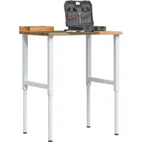 vidaXL Werkbank Hellbraun 80x60x(71,5-98) cm Massivholz Eiche