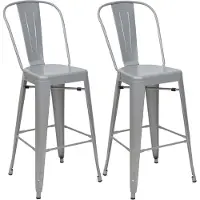 Mendler 2er-Set Barhocker HWC-A73, Barstuhl Tresenhocker mit Lehne, Metall Industriedesign grau