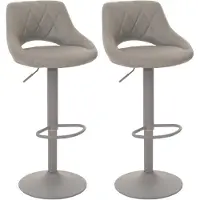 Mendler 2er-Set Barhocker HWC-N64, Barstuhl Tresenhocker, Fußablage drehbar, Kunstleder Metall grau
