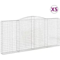 vidaXL Gabionen mit Hochbogen 5 Stk. 400x30x180/200cm Verzinktes Eisen