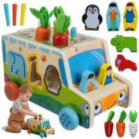 Kruzzel 26250 Didaktisches Holzauto, Steckspiel