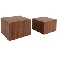 Sweeek - 2er-Set quadratische Couchtische mit Holzoptik - Nussbaumfarben