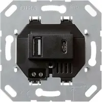Gira USB-Netzteil 2 Ports Typ A/C Basisgerät Schwarz - 236900