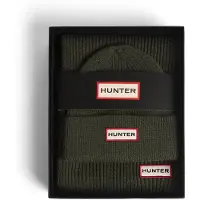 Hunter Unisex. XRU0047251 Set aus Mütze und Schal grün (OSFA), Lässig, Wolle